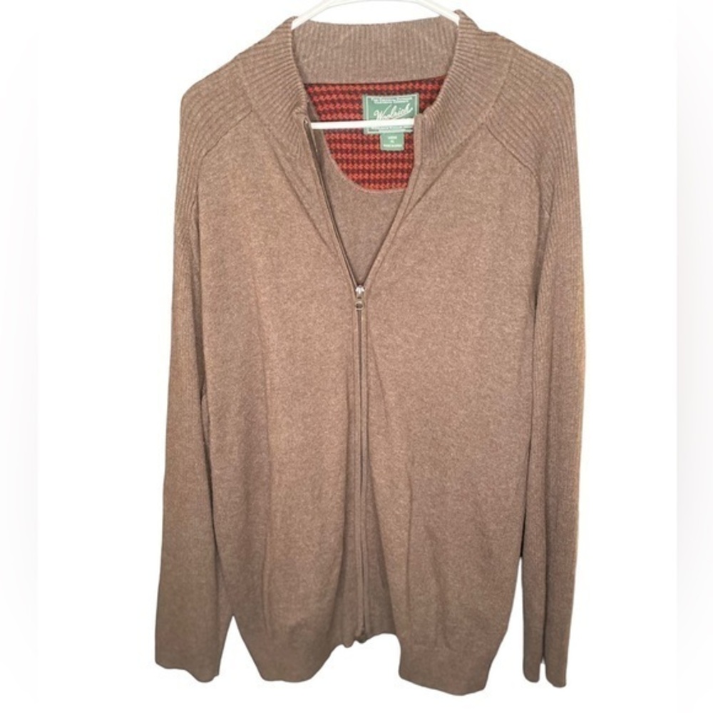 Woolrich mens brown quarter zip sweater soft wool size xL